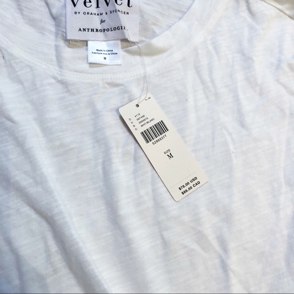 Velvet by Graham & Spencer by Anthropologie white elbow length sleeve top medium - Picture 5 of 6